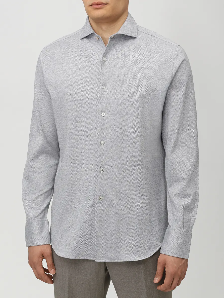 Рубашка Regular Fit хлопковая CANALI GN01992/201 Серый  Фото 4