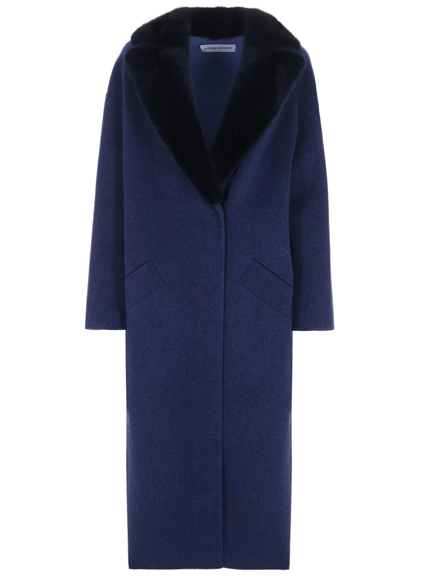 

Пальто кашемировое с мехом норки, Синий, NUVOLA