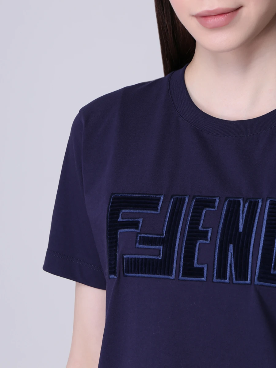Футболка хлопковая с логотипом FENDI FS7254 AD8Z F1BGW Принт  Фото 5