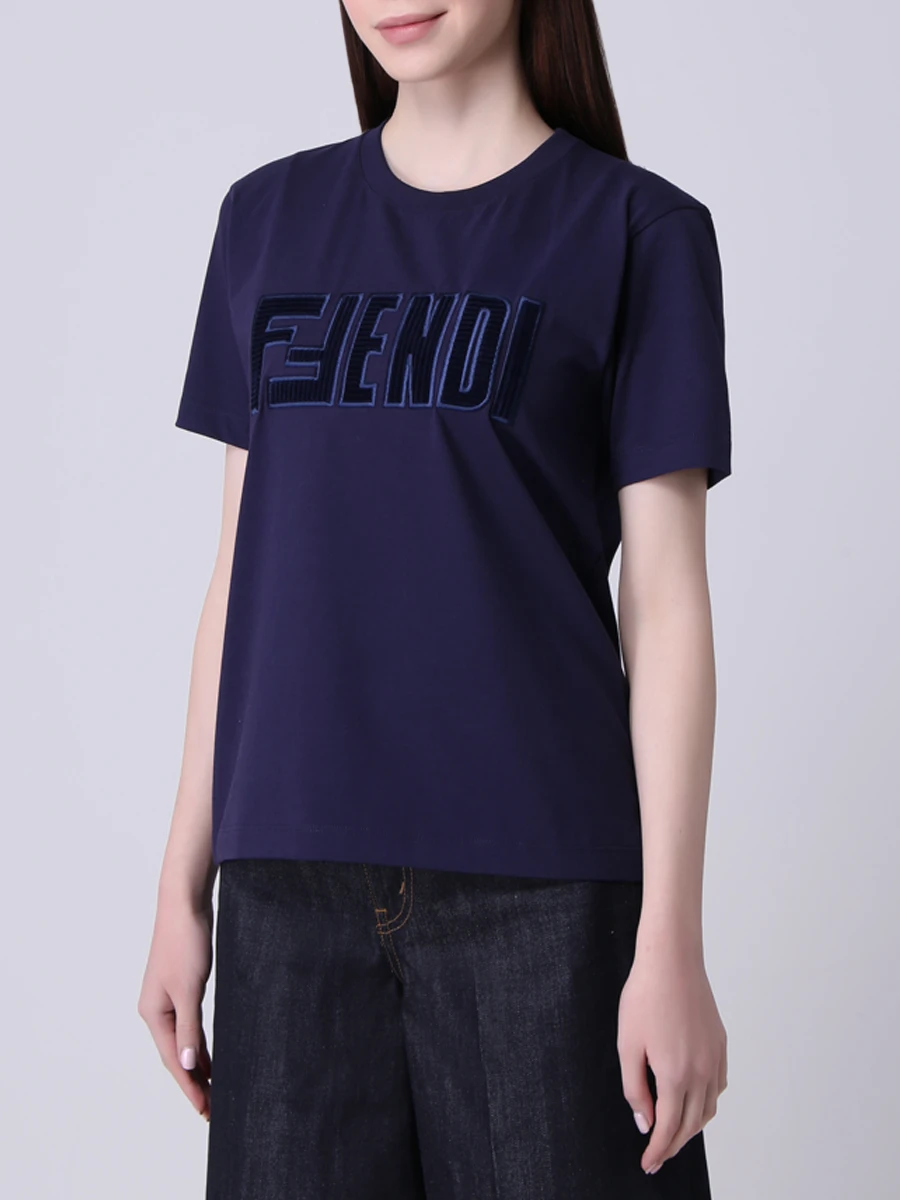 Футболка хлопковая с логотипом FENDI FS7254 AD8Z F1BGW Принт  Фото 4