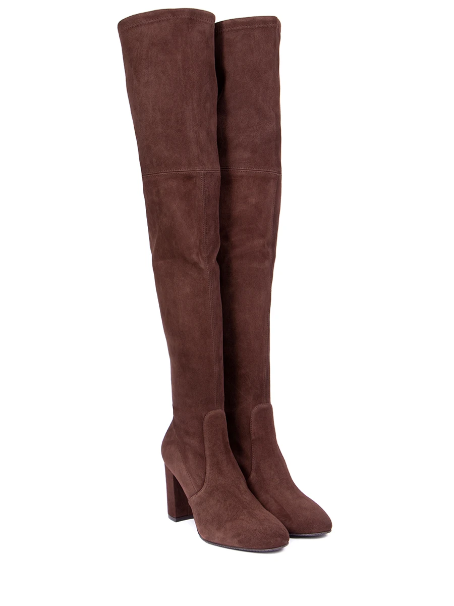 Ботфорты замшевые STUART WEITZMAN ZUZANNA Коричневый  Фото 2