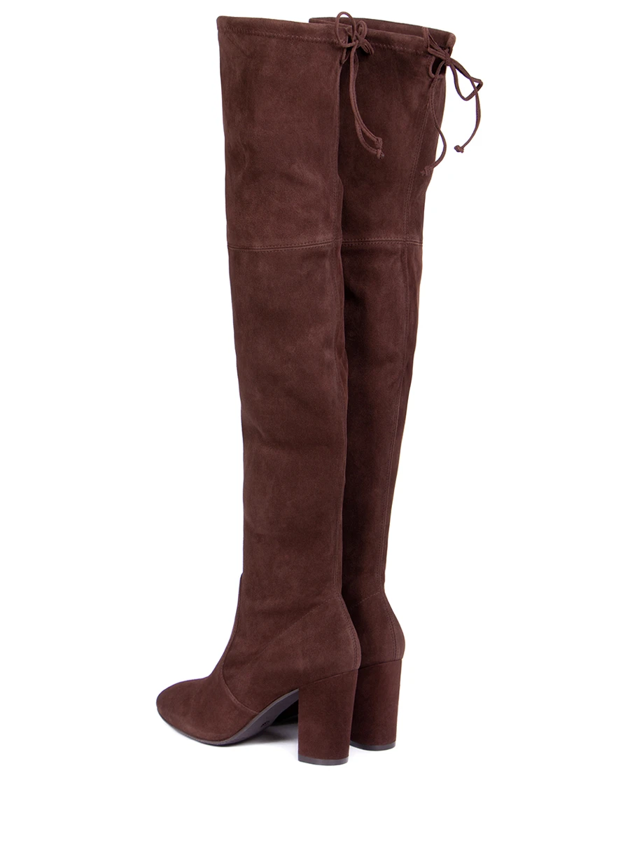 Ботфорты замшевые STUART WEITZMAN ZUZANNA Коричневый  Фото 4