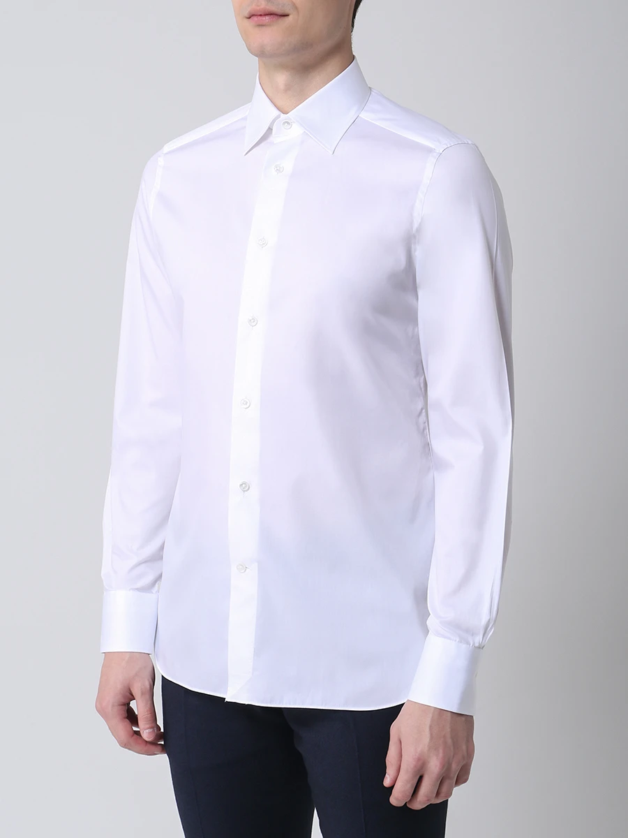Рубашка Slim Fit хлопковая ERMENEGILDO ZEGNA 801222 9MS0PA G, размер 48, цвет белый - фото 4