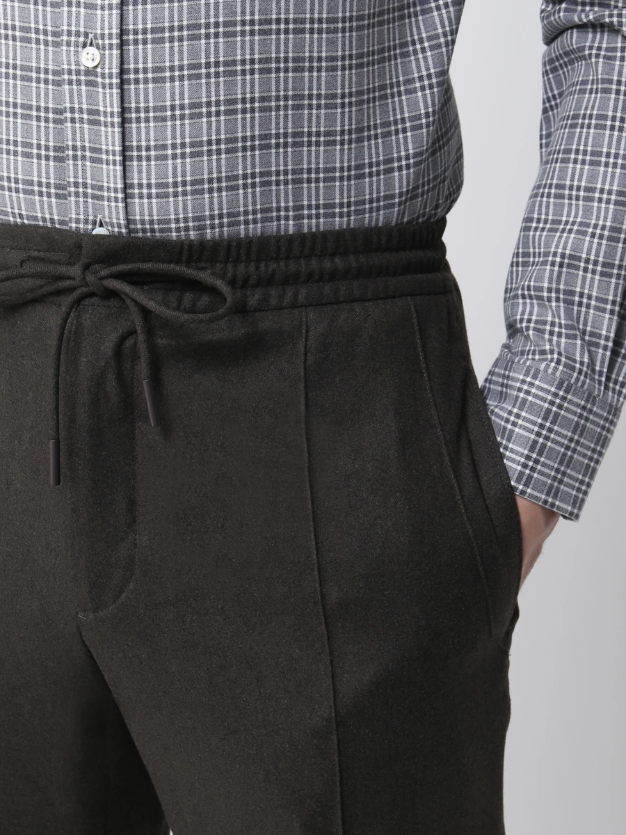 Брюки шерстяные на кулиске ZEGNA UVI20 TT18 055 Зеленый  Фото 5