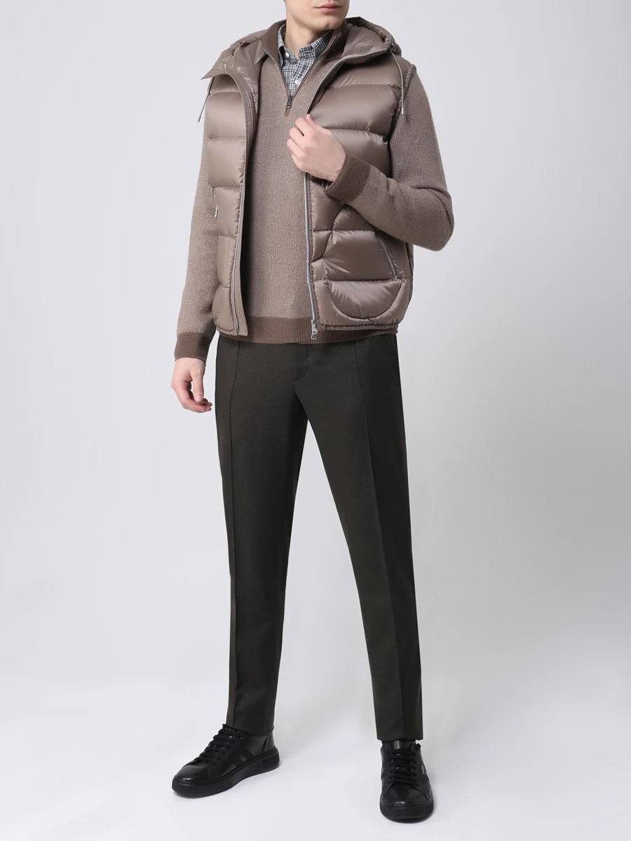 Брюки шерстяные на кулиске ZEGNA UVI20 TT18 055 Зеленый  Фото 2