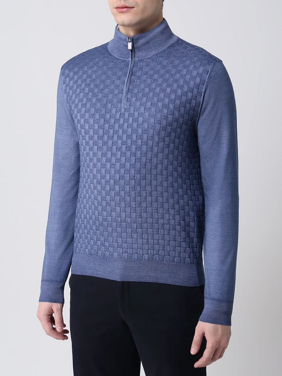 Джемпер из шерсти и шелка CANALI MK00978/320 Голубой  Фото 4