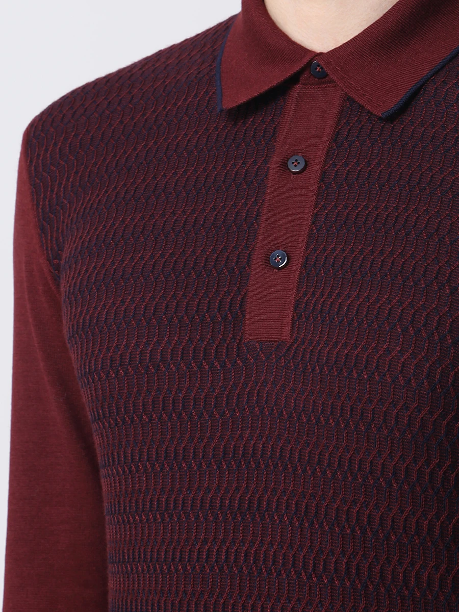 Поло из кашемира и шелка BERTOLO LUXURY MENSWEAR 902046/001941/0557 Бордовый  Фото 5