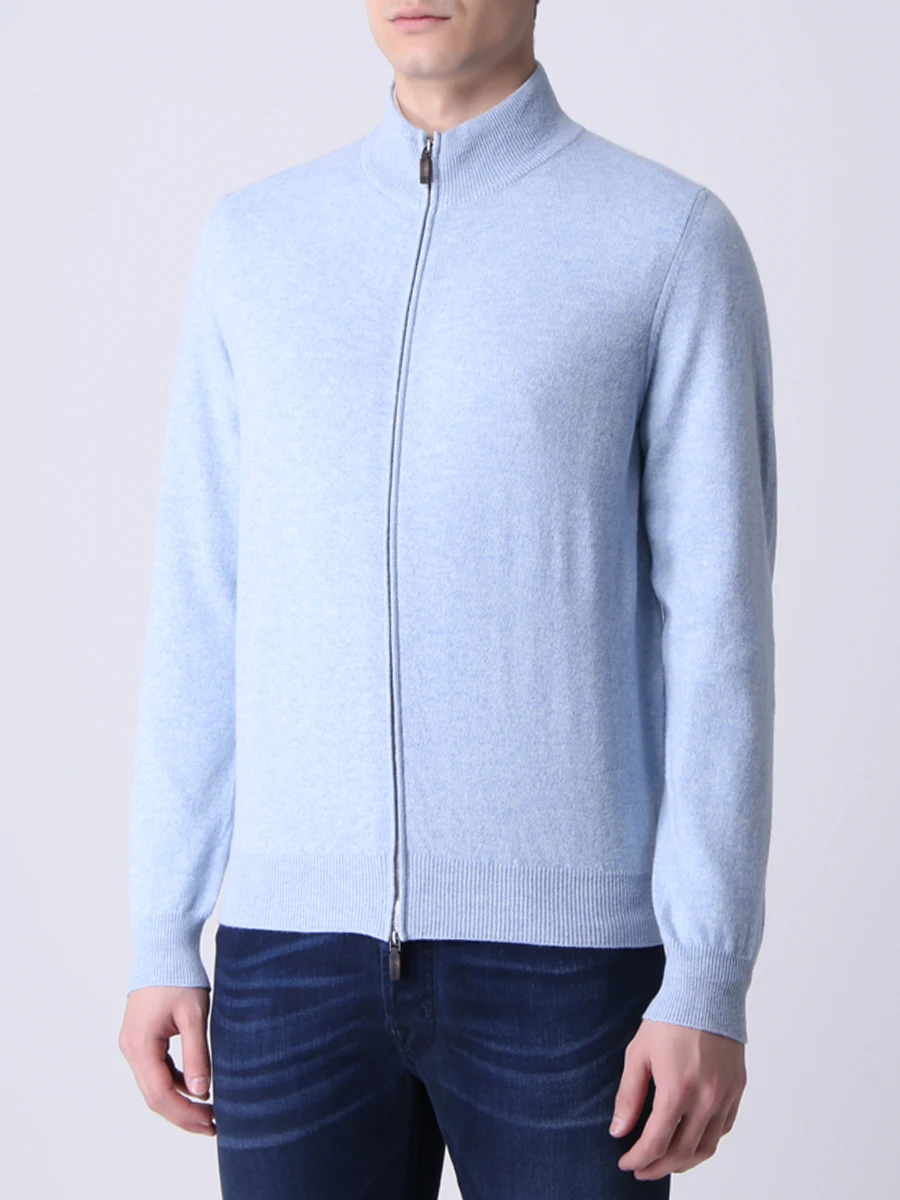 Кардиган кашемировый на молнии COLOMBO MA03176/-/2-26KI-M 85 Голубой  Фото 4