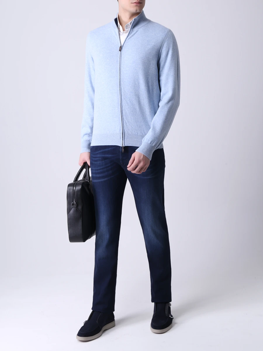 Кардиган кашемировый на молнии COLOMBO MA03176/-/2-26KI-M 85 Голубой  Фото 2