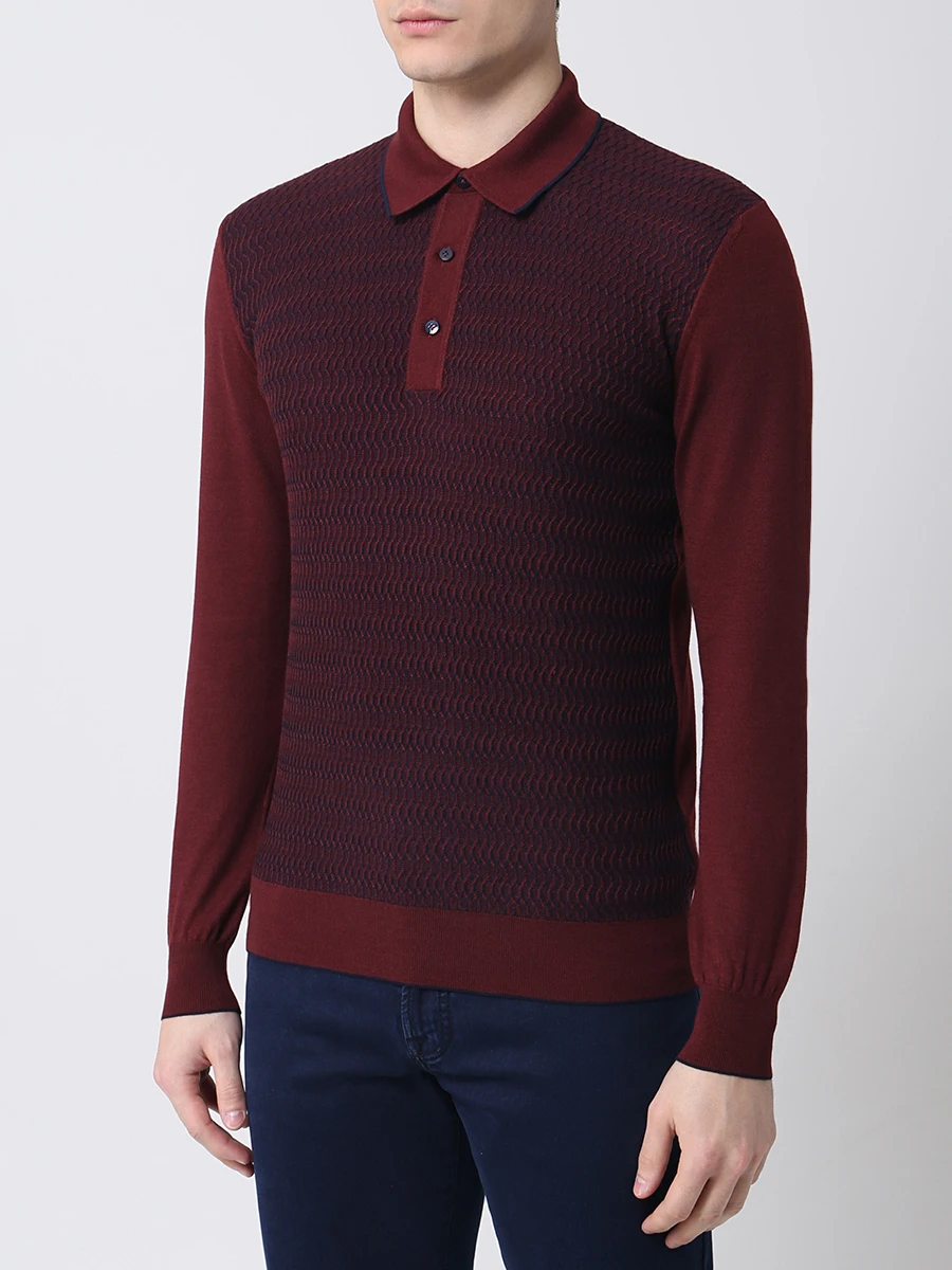 Поло из кашемира и шелка BERTOLO LUXURY MENSWEAR 902046/001941/0557б Бордовый  Фото 4