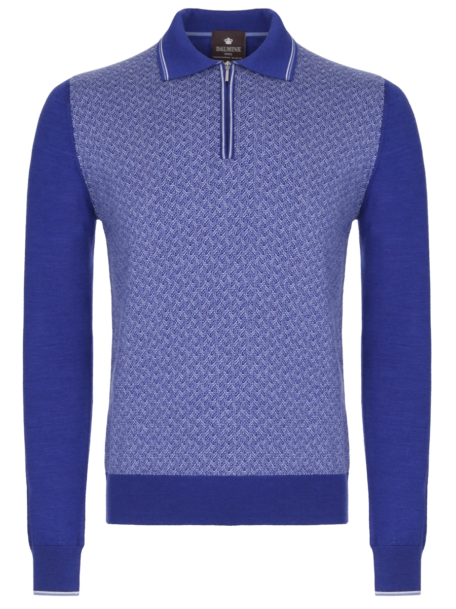 

Поло из шерсти и шелка, Голубой, 931049