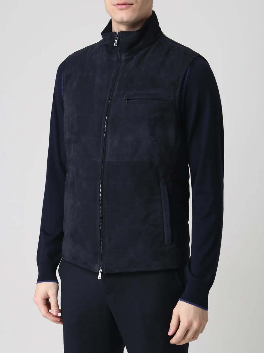 Жилет замшевый FIORONI CASHMERE MTP19005E1 SUEDE/7 Синий  Фото 4