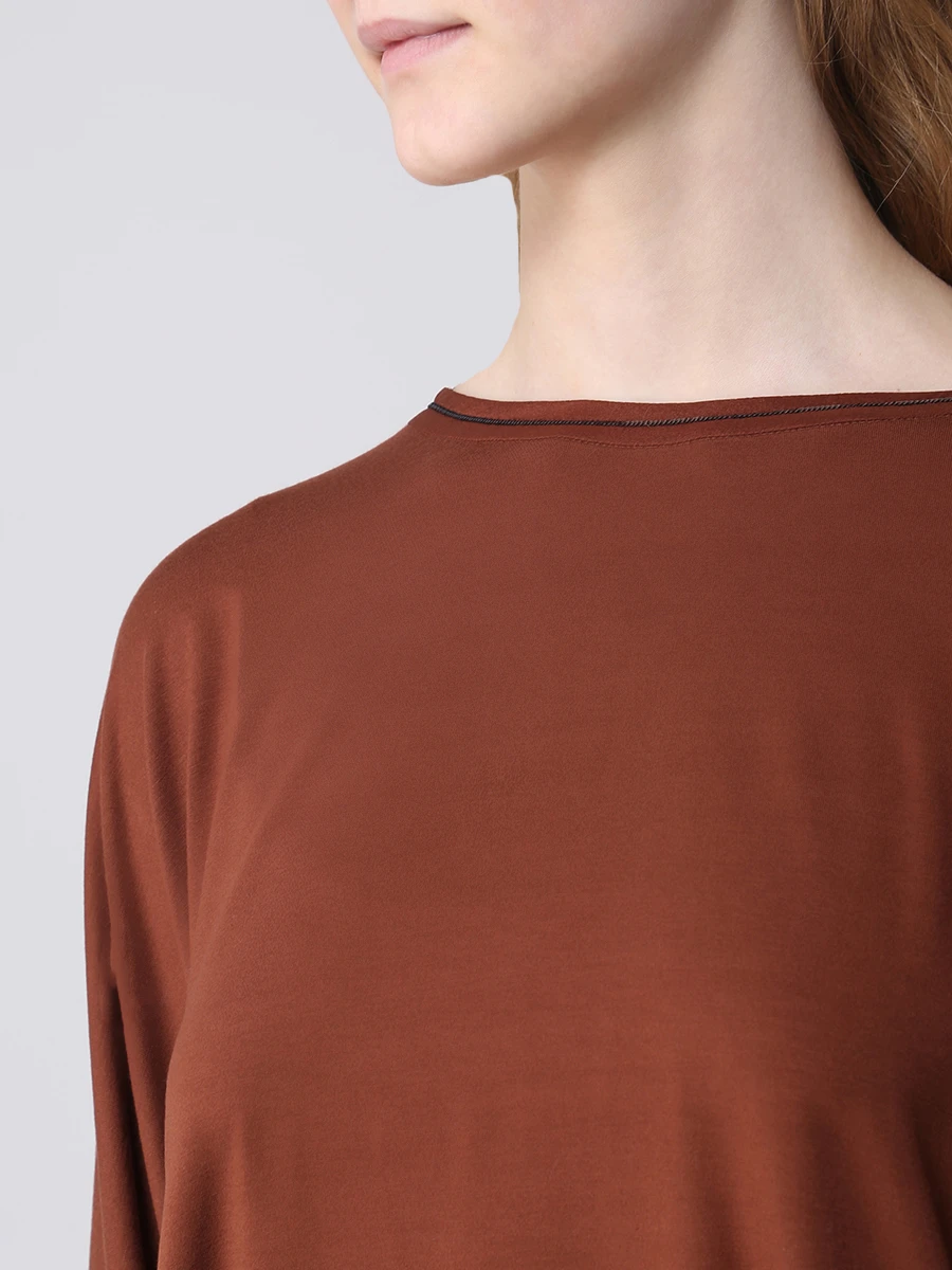 

Блуза из вискозы, Коричневый, 66134/6512