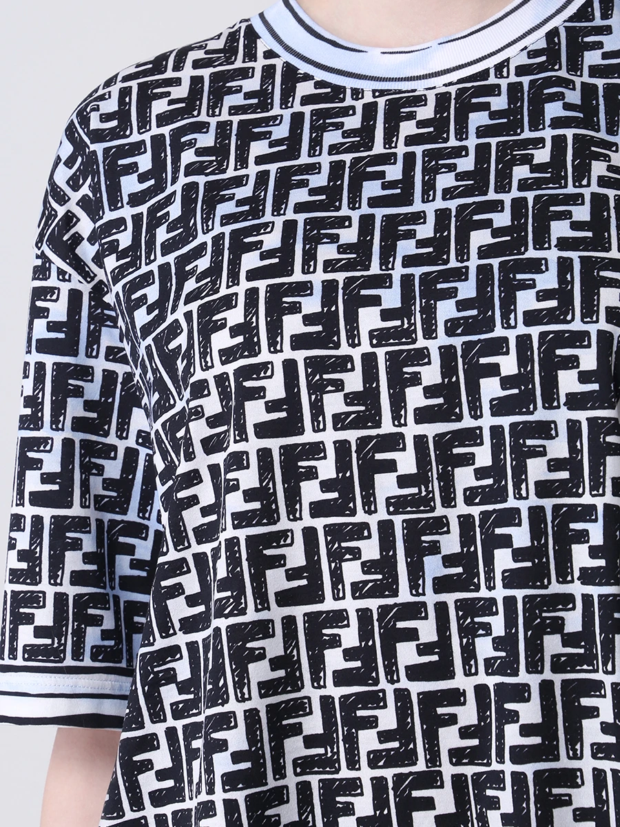 Футболка хлопковая с логотипом FENDI FS7242 AC6G F1B64 Принт  Фото 5