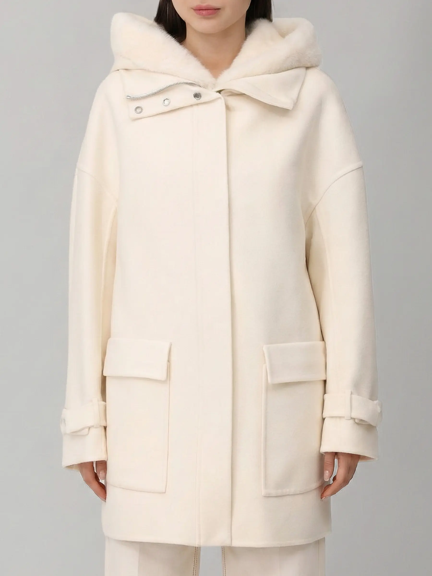 Парка кашемировая с норковым жилетом KITON D50685K05I3801003 Белый  Фото 4