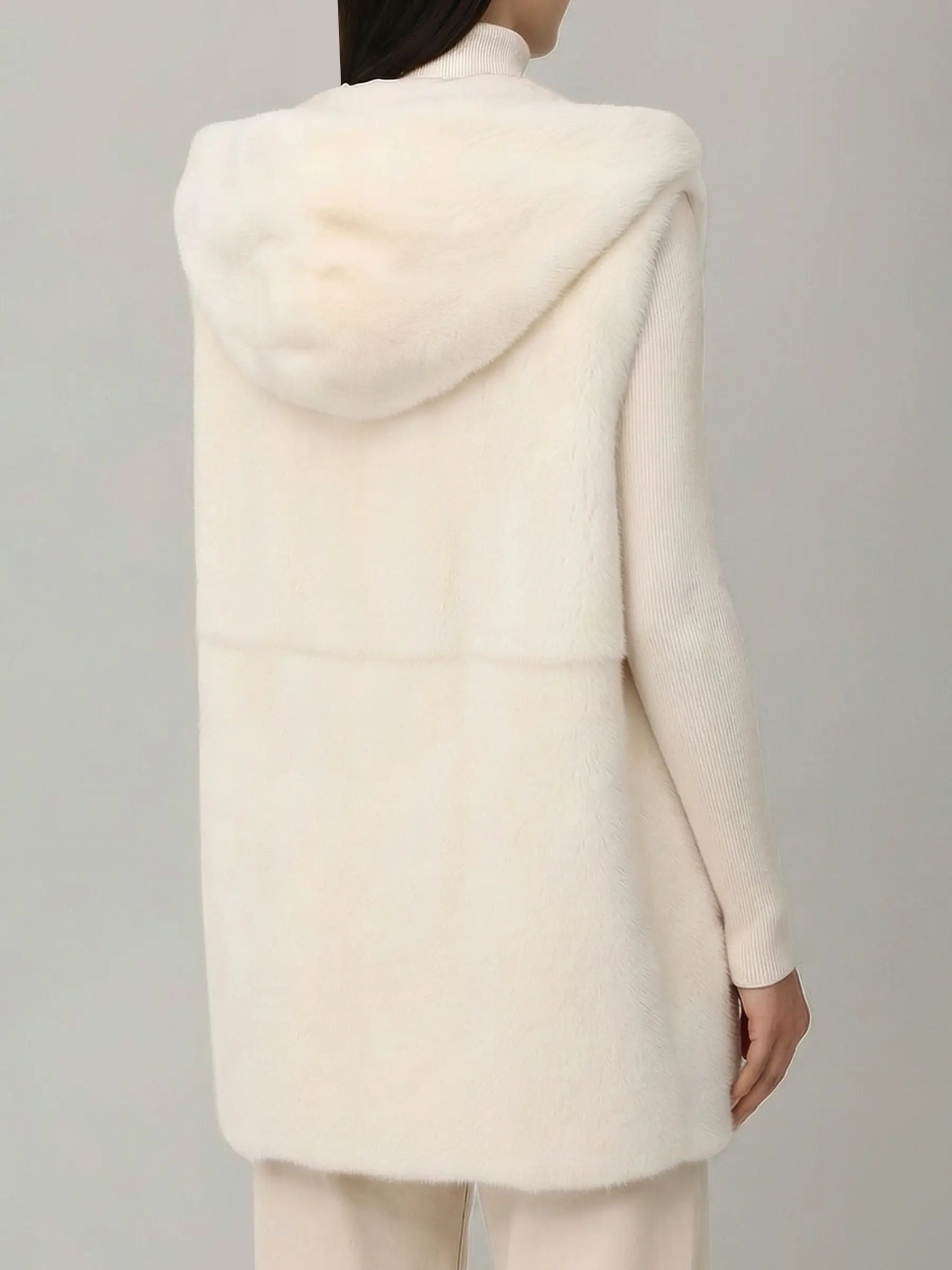 Парка кашемировая с норковым жилетом KITON D50685K05I3801003 Белый  Фото 7