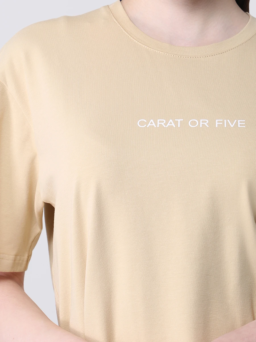 

Футболка хлопковая с принтом, Бежевый, DBs20/035-5 CARAT OR FIVE