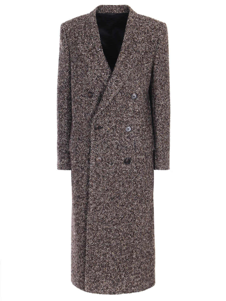 Пальто двубортное шерстяное CELINE 2M225044K.18FN Коричневый 