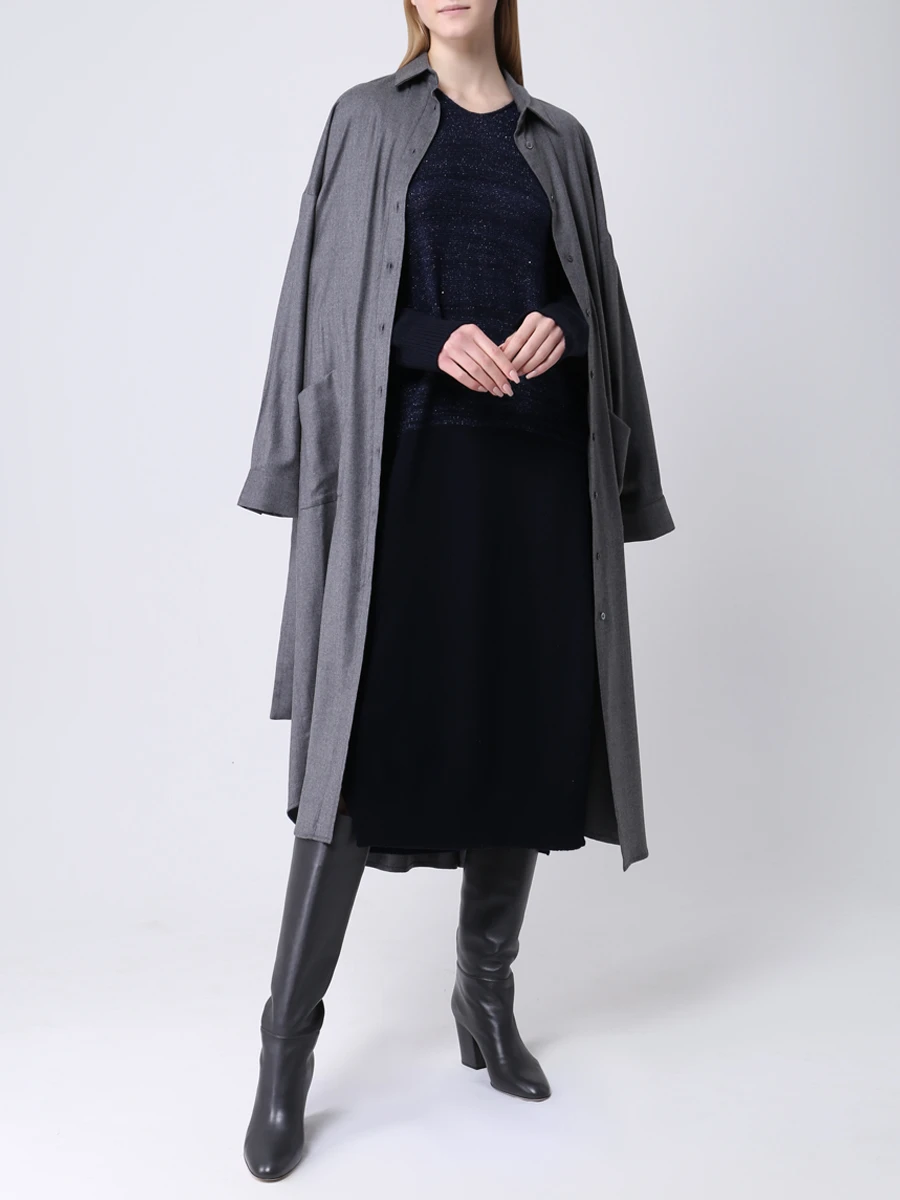 Платье трикотажное с люрексом EREDA 20WEDSW110 FM005 DARK BLUE Синий  Фото 2