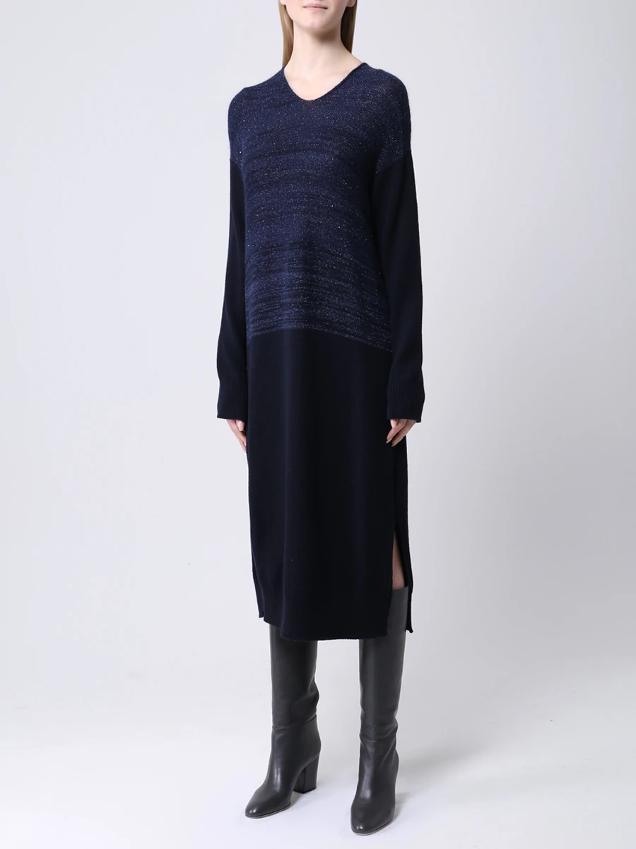 Платье трикотажное с люрексом EREDA 20WEDSW110 FM005 DARK BLUE Синий  Фото 4