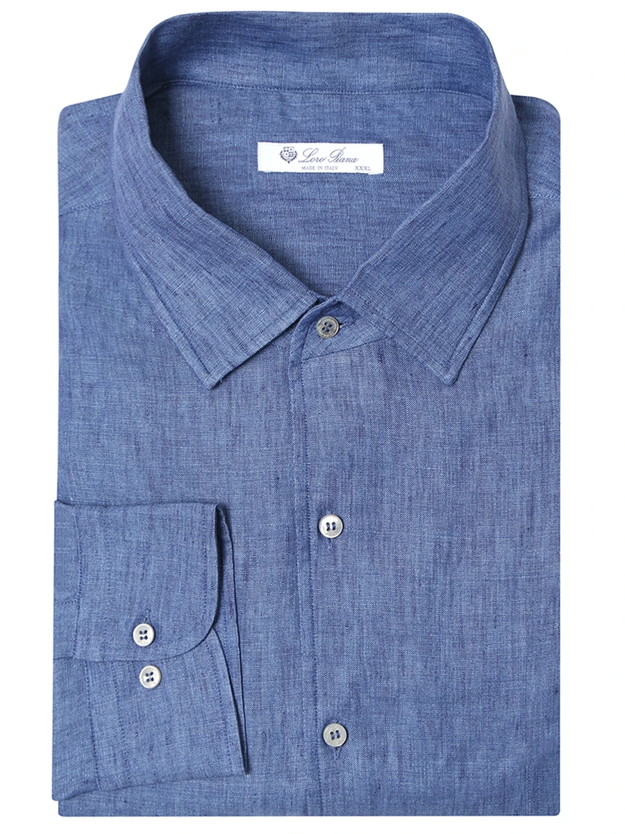 Рубашка Regular Fit льняная LORO PIANA FAF2545 W06J, размер 54, цвет синий - фото 1