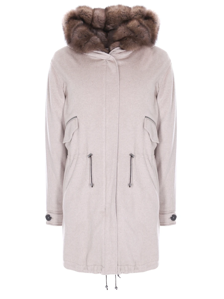 Парка кашемировая с жилетом из меха соболя RINDI MOD.R17/295/46 Бежевый 