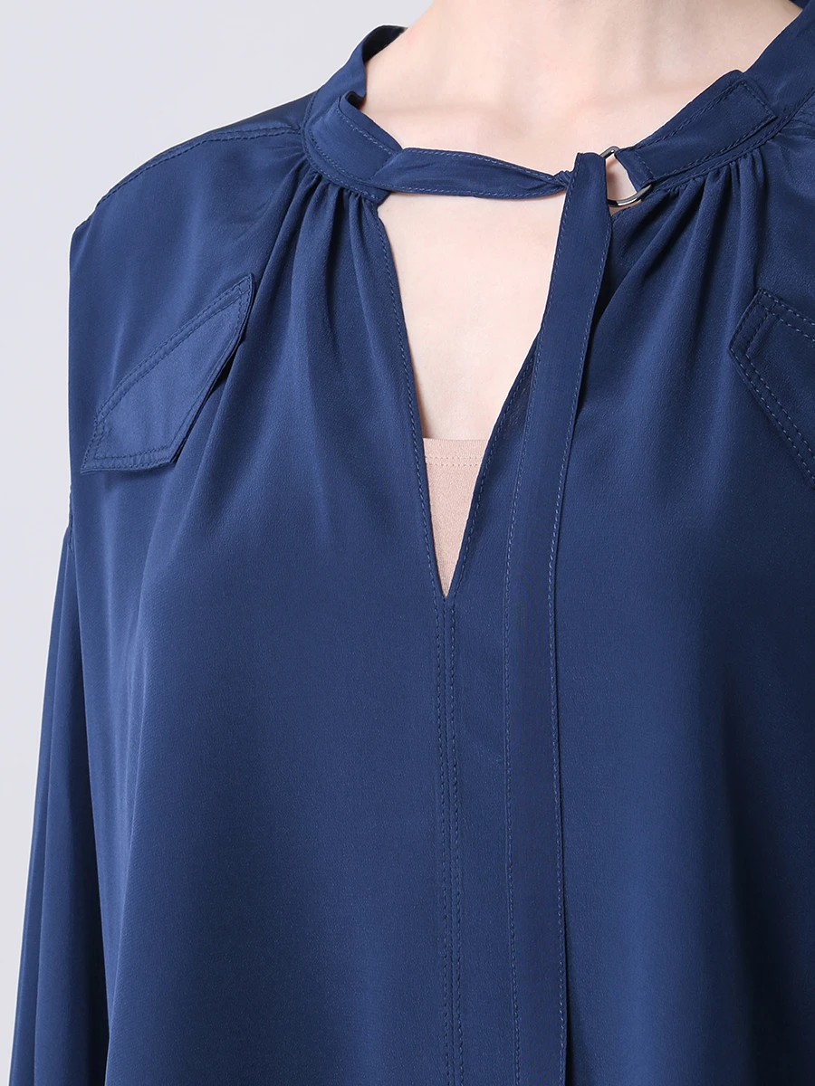 Блуза шелковая DOROTHEE SCHUMACHER 849005, размер 52, цвет синий - фото 5