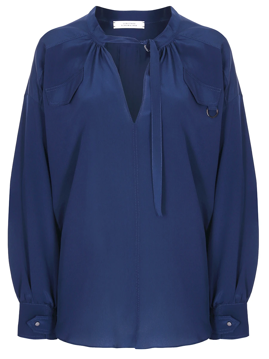 Блуза шелковая DOROTHEE SCHUMACHER 849005, размер 52, цвет синий - фото 1