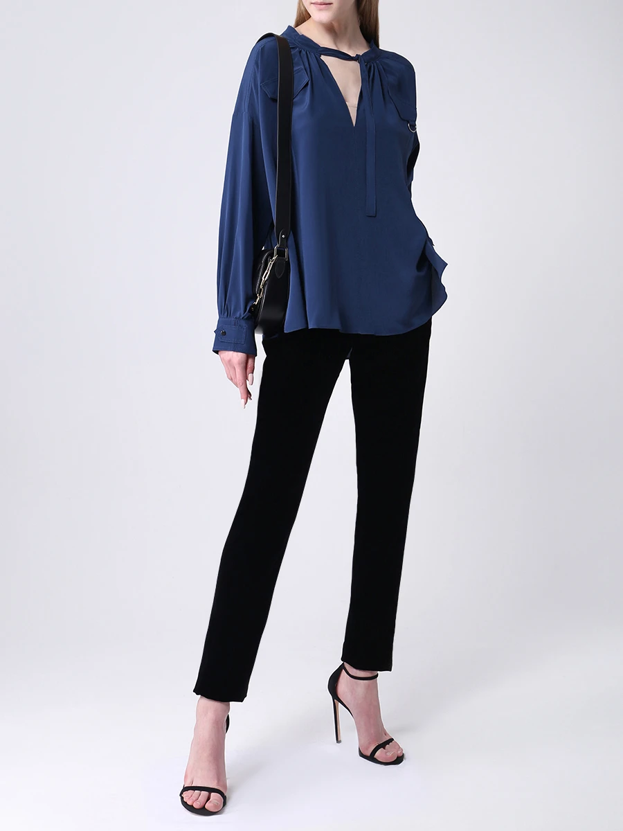 Блуза шелковая DOROTHEE SCHUMACHER 849005, размер 52, цвет синий - фото 2
