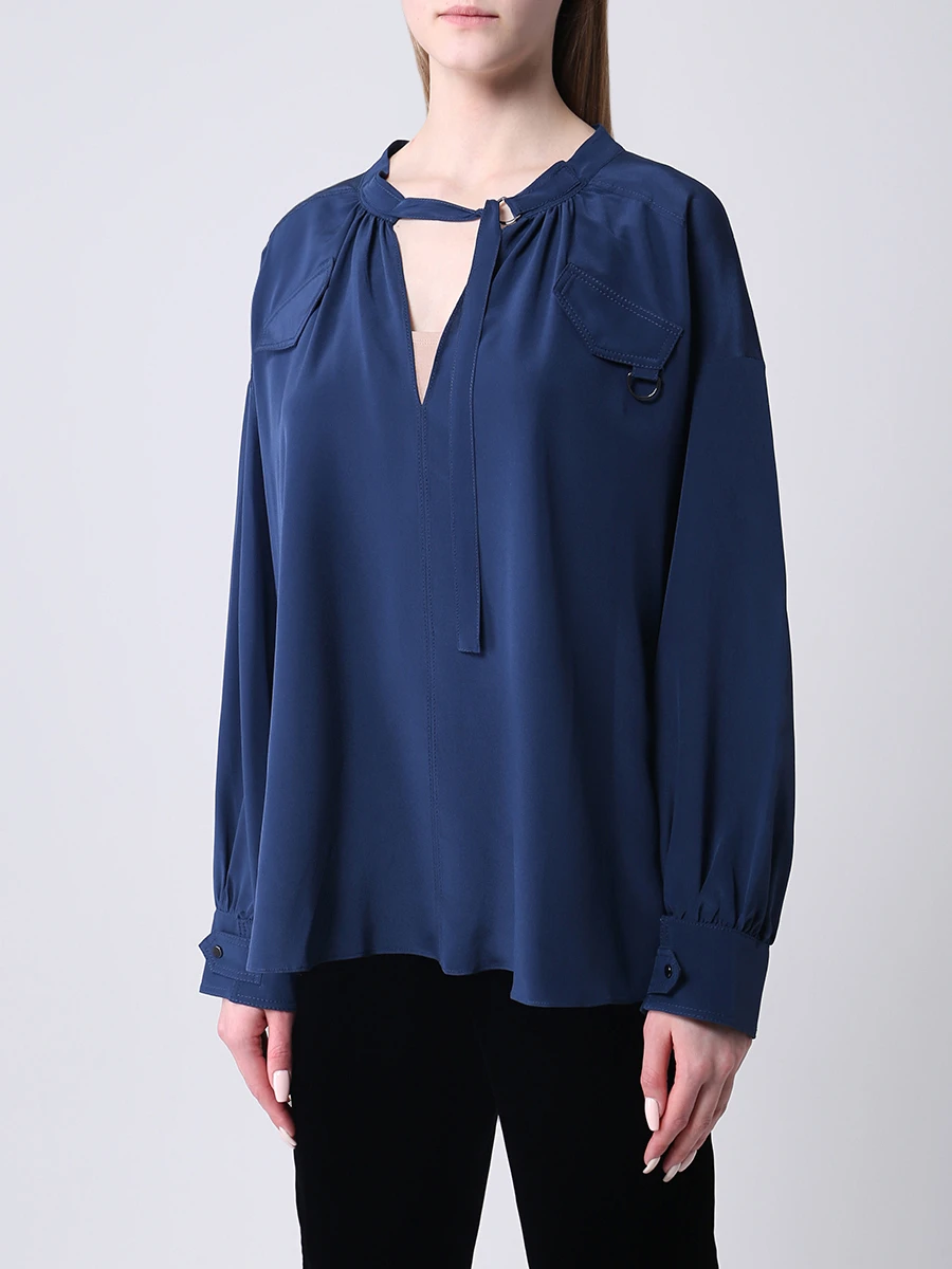 Блуза шелковая DOROTHEE SCHUMACHER 849005, размер 52, цвет синий - фото 4