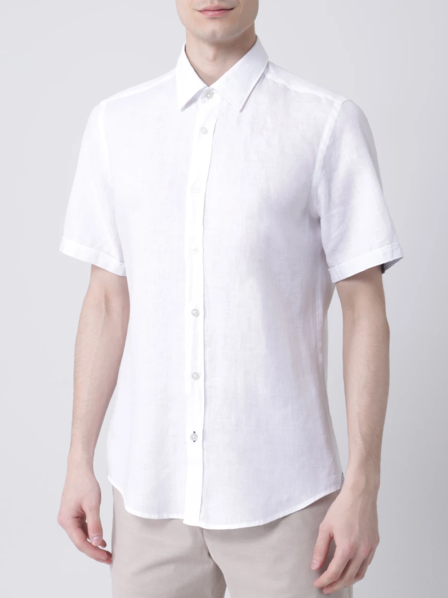 Рубашка Regular Fit льняная BOSS 50448869/100, размер 50, цвет белый 50448869/100 - фото 4