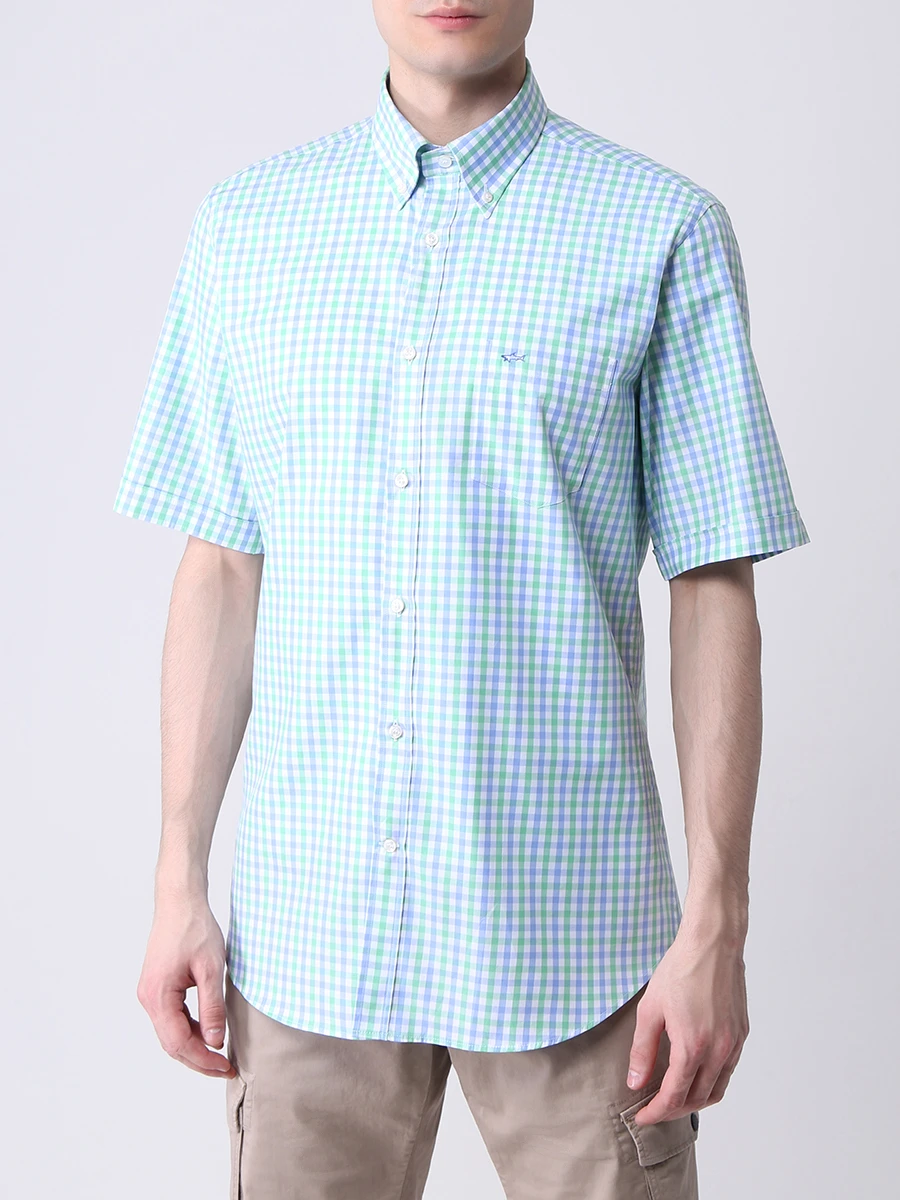 Рубашка Regular Fit в клетку PAUL & SHARK 21413295/002, размер 48, цвет зеленый 21413295/002 - фото 4