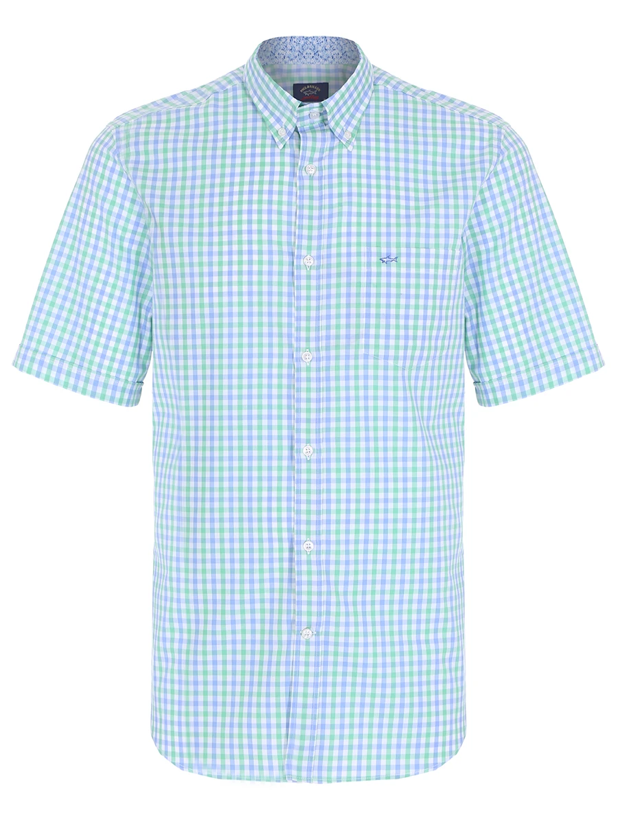 Рубашка Regular Fit в клетку PAUL & SHARK 21413295/002, размер 48, цвет зеленый 21413295/002 - фото 1