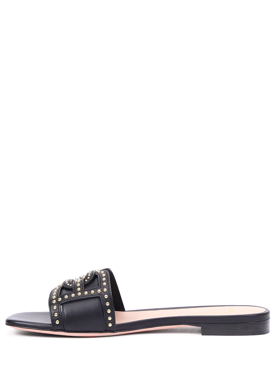 Шлепанцы кожаные Peoni BALLY PEONI FLAT-STUDS/0 Черный  Фото 3