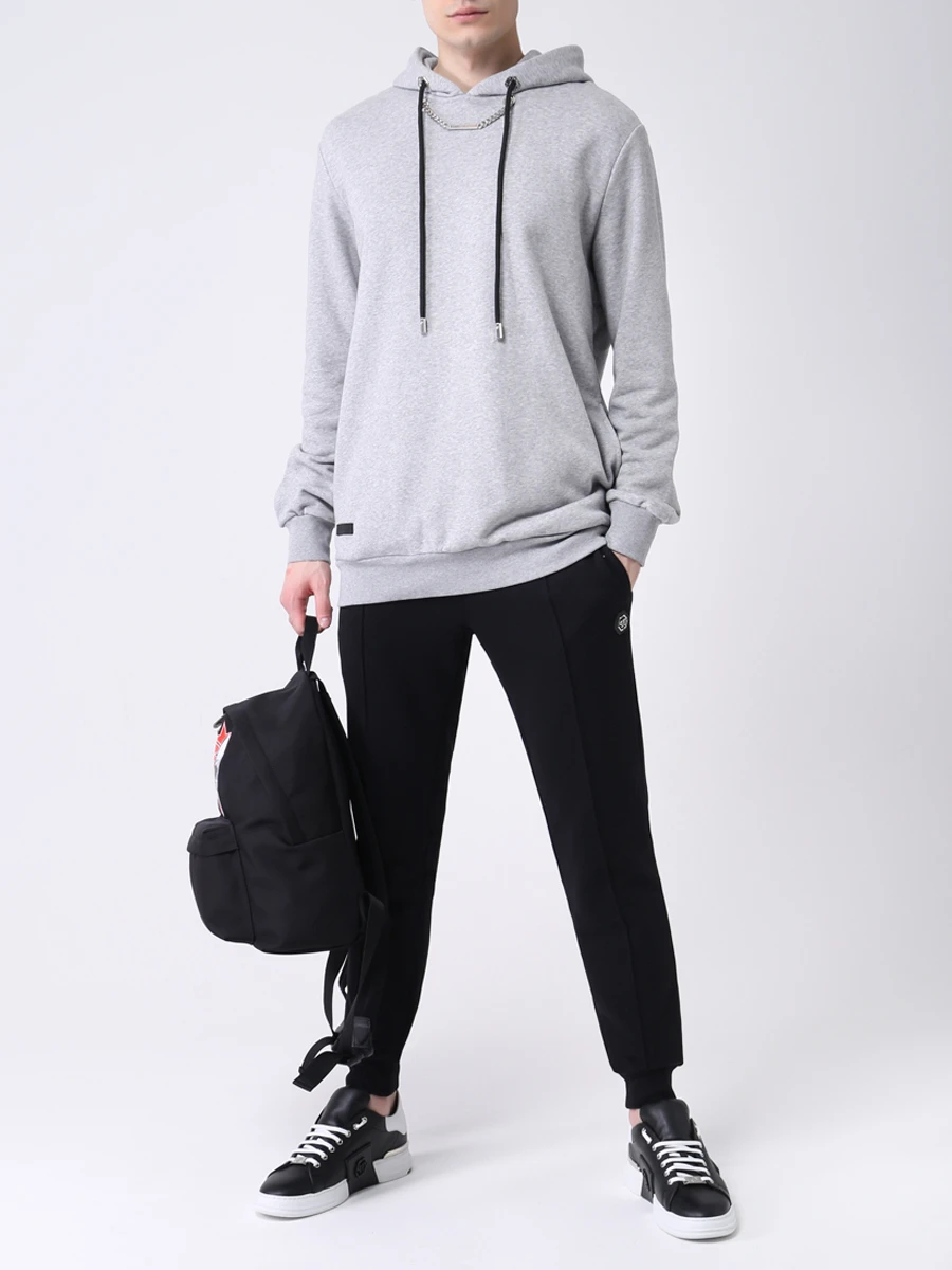 Худи-унисекс хлопковое PHILIPP PLEIN PAAC MJB2426/10 Серый  Фото 2