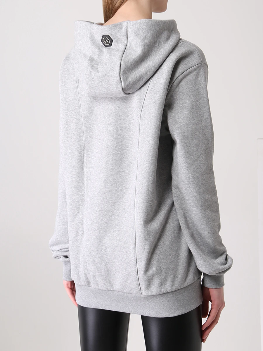 Худи-унисекс хлопковое PHILIPP PLEIN PAAC MJB2426/10 Серый  Фото 7