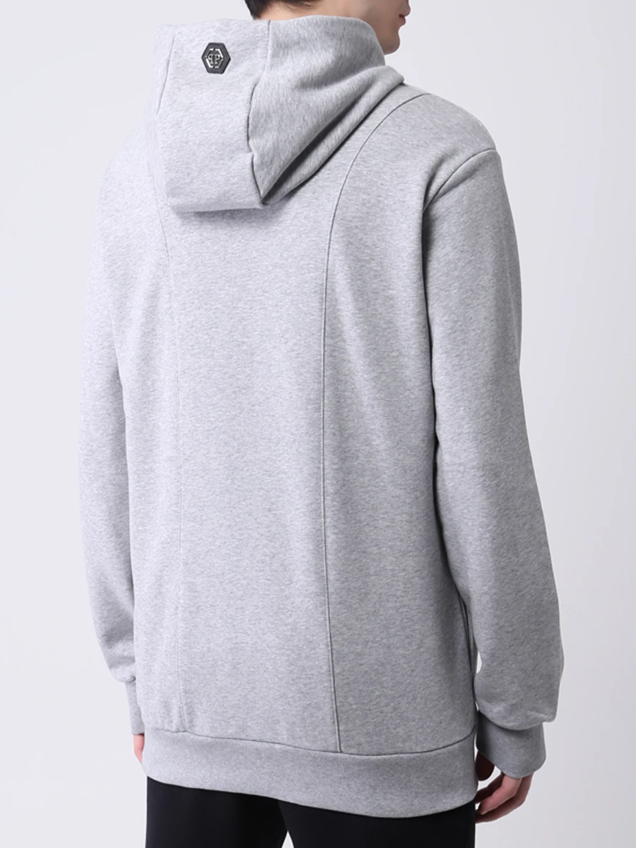 Худи-унисекс хлопковое PHILIPP PLEIN PAAC MJB2426/10 Серый  Фото 4