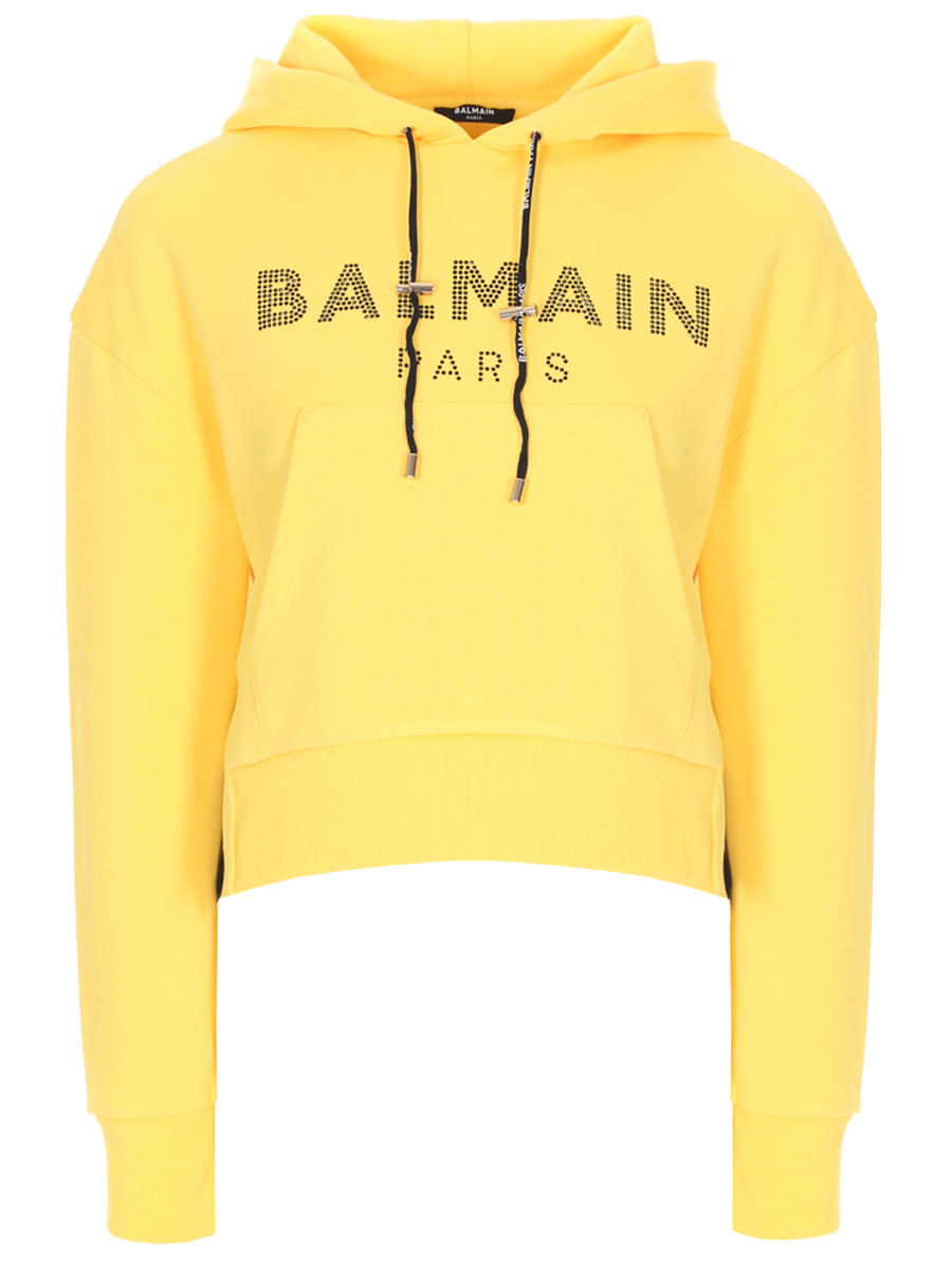 Худи хлопковое с принтом BALMAIN