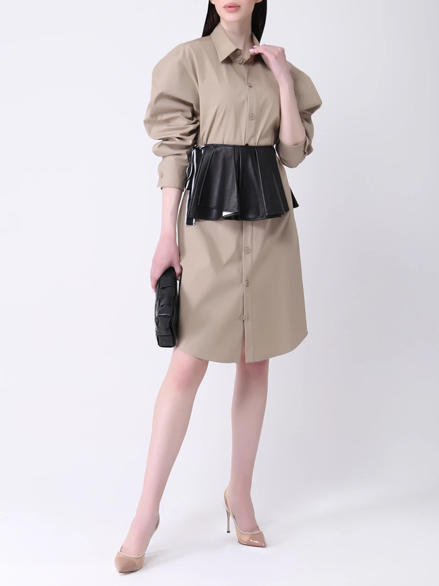 Платье хлопковое BOTTEGA VENETA 647409 VKIX0 9733 Бежевый  Фото 2