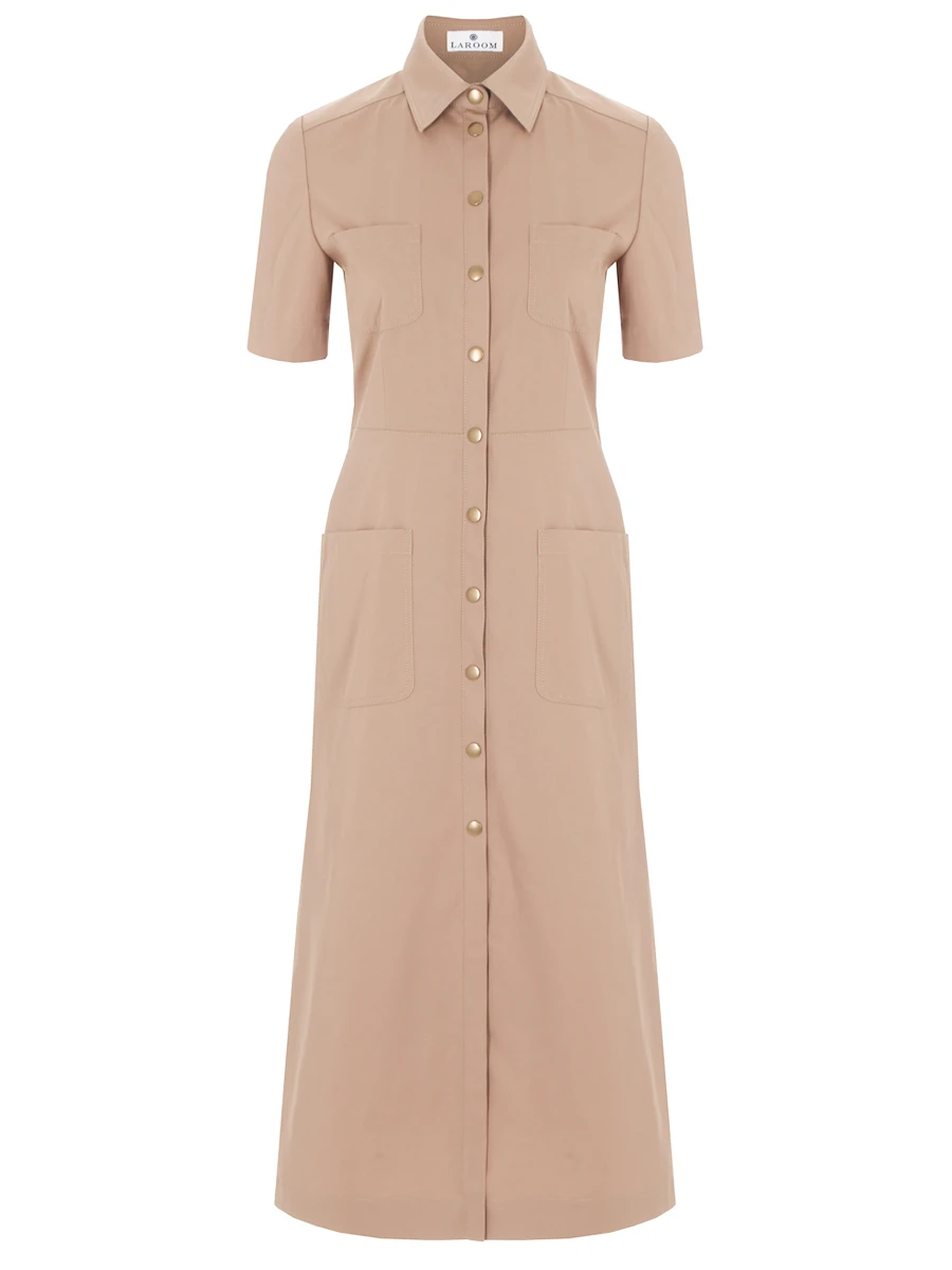 

Платье-рубашка однотонное, Бежевый, ss21-1731