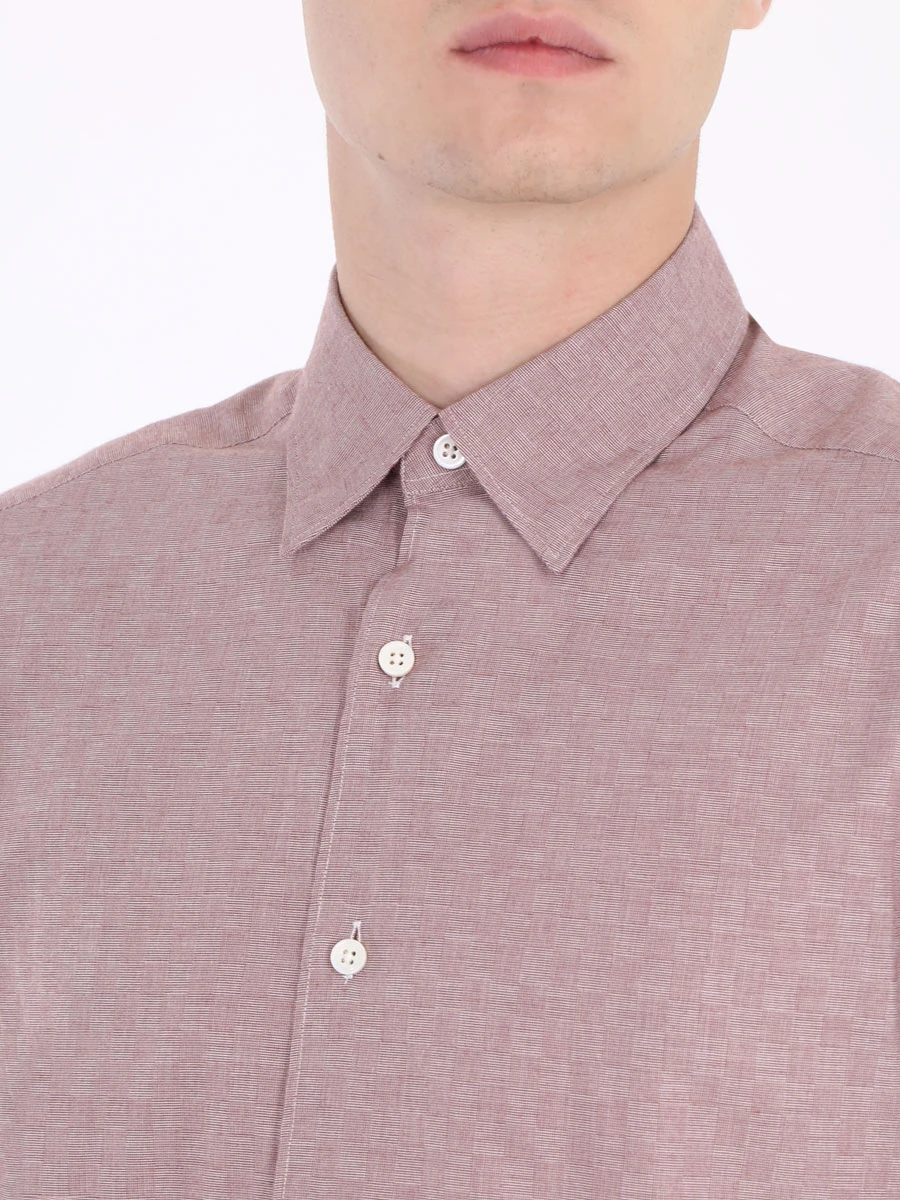 Рубашка с принтом ERMENEGILDO ZEGNA UNX12/SRH1 Бордовый, размер 50, цвет розовый UNX12/SRH1 Бордовый - фото 4