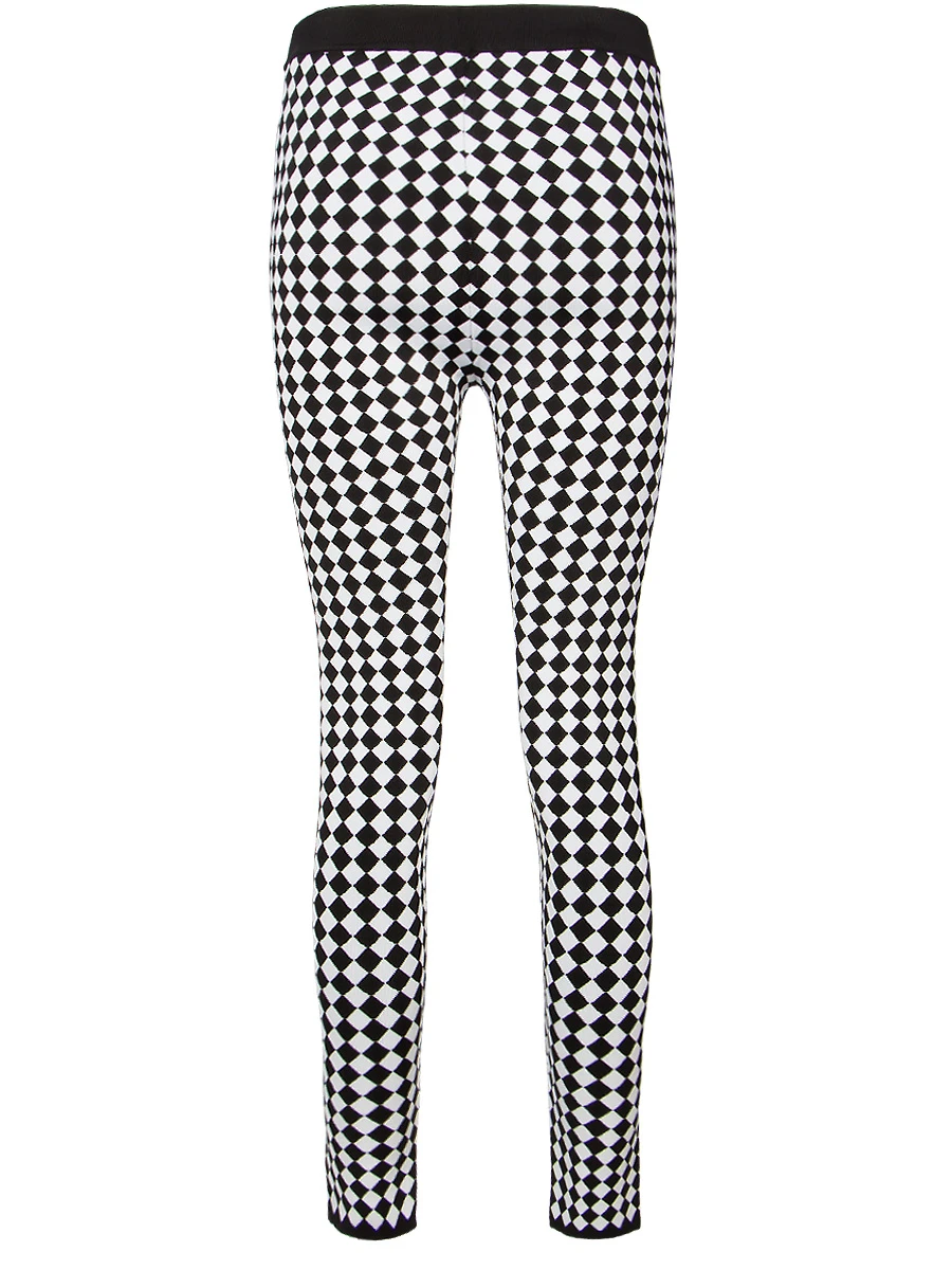Леггинсы в контрастную клетку BALMAIN 6104607М/шахматы Белый,Черный Клетка  Фото 2