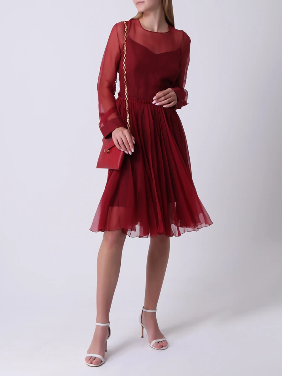 Полупрозрачное платье ROCHAS 501199/281300/ Бордовый Красный  Фото 2