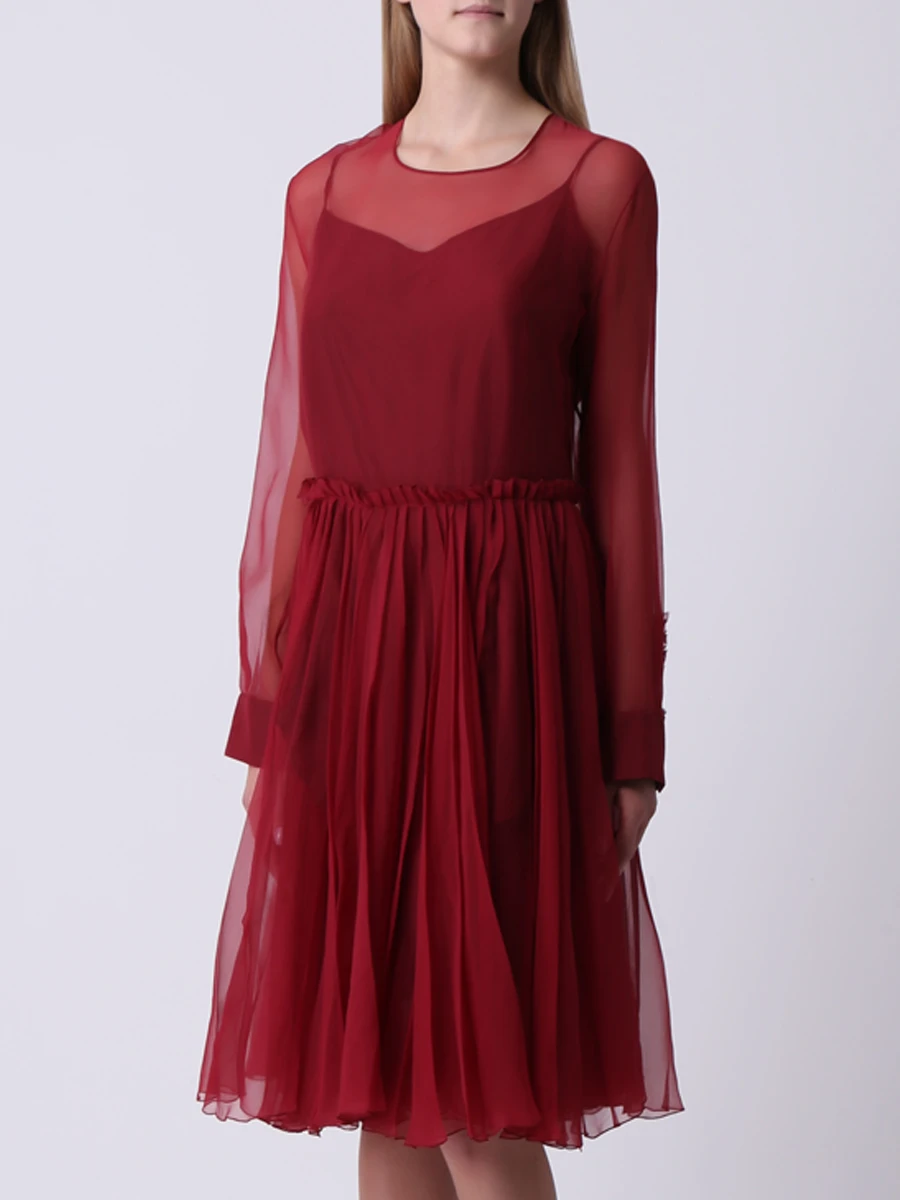 Полупрозрачное платье ROCHAS 501199/281300/ Бордовый Красный  Фото 4