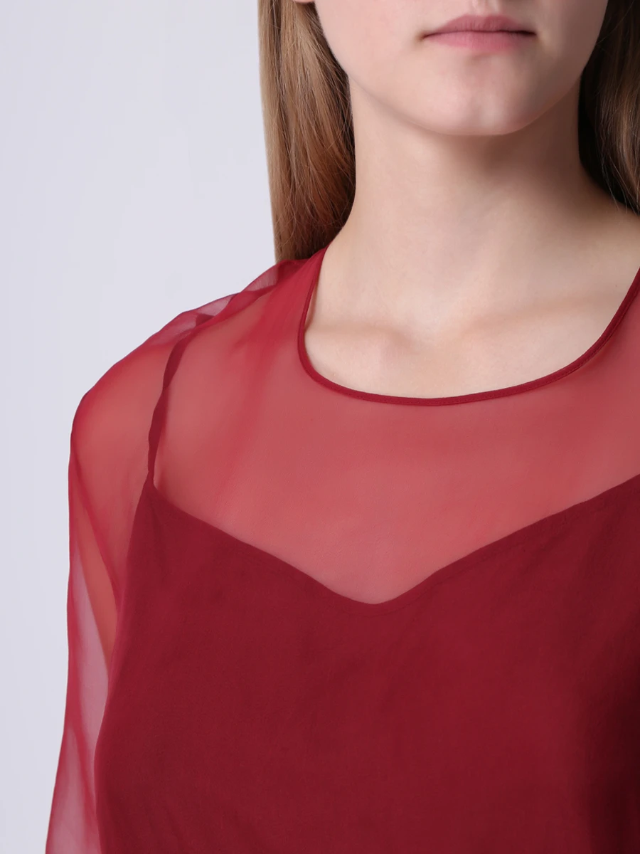 Полупрозрачное платье ROCHAS 501199/281300/ Бордовый Красный  Фото 5