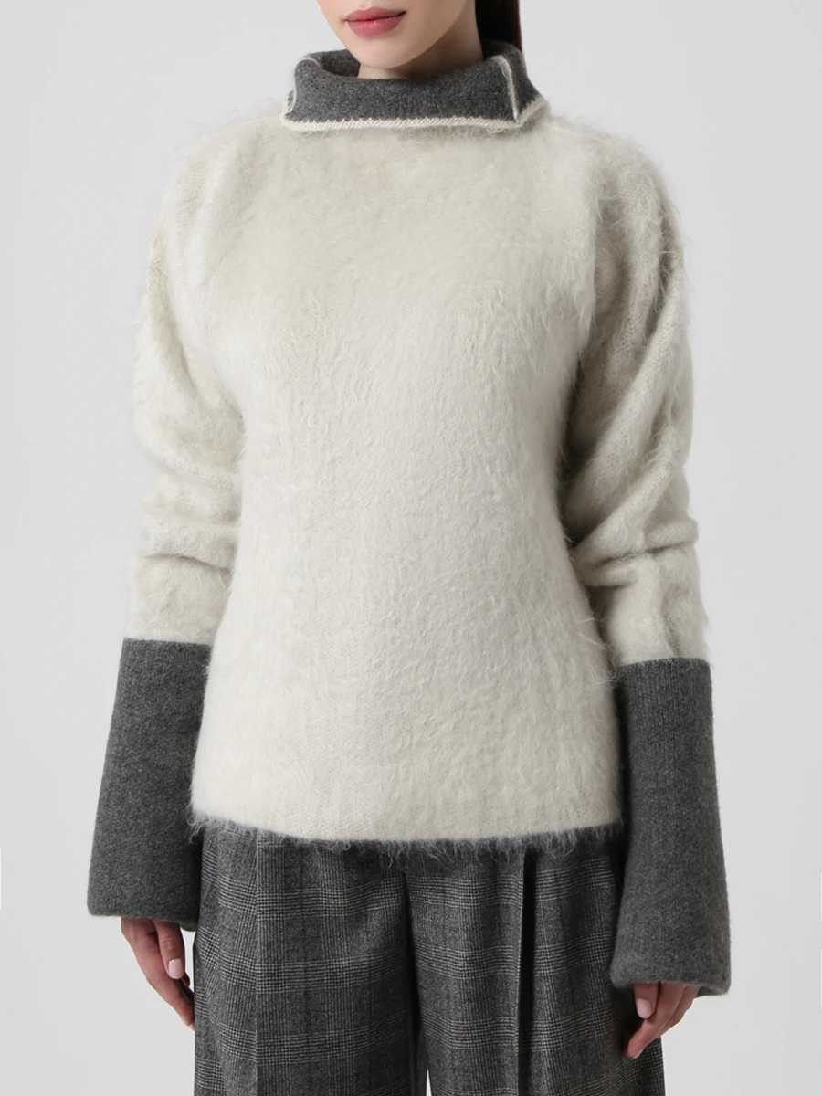 Свитер с воротом CELINE 4979/23/86 Кремовый  Фото 4