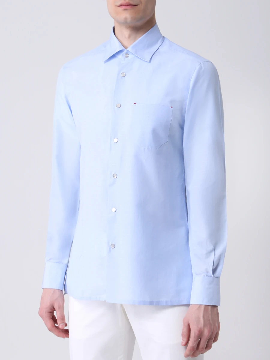 

Рубашка Slim Fit из хлопка и льна, Голубой, UMCNERCH0660902000