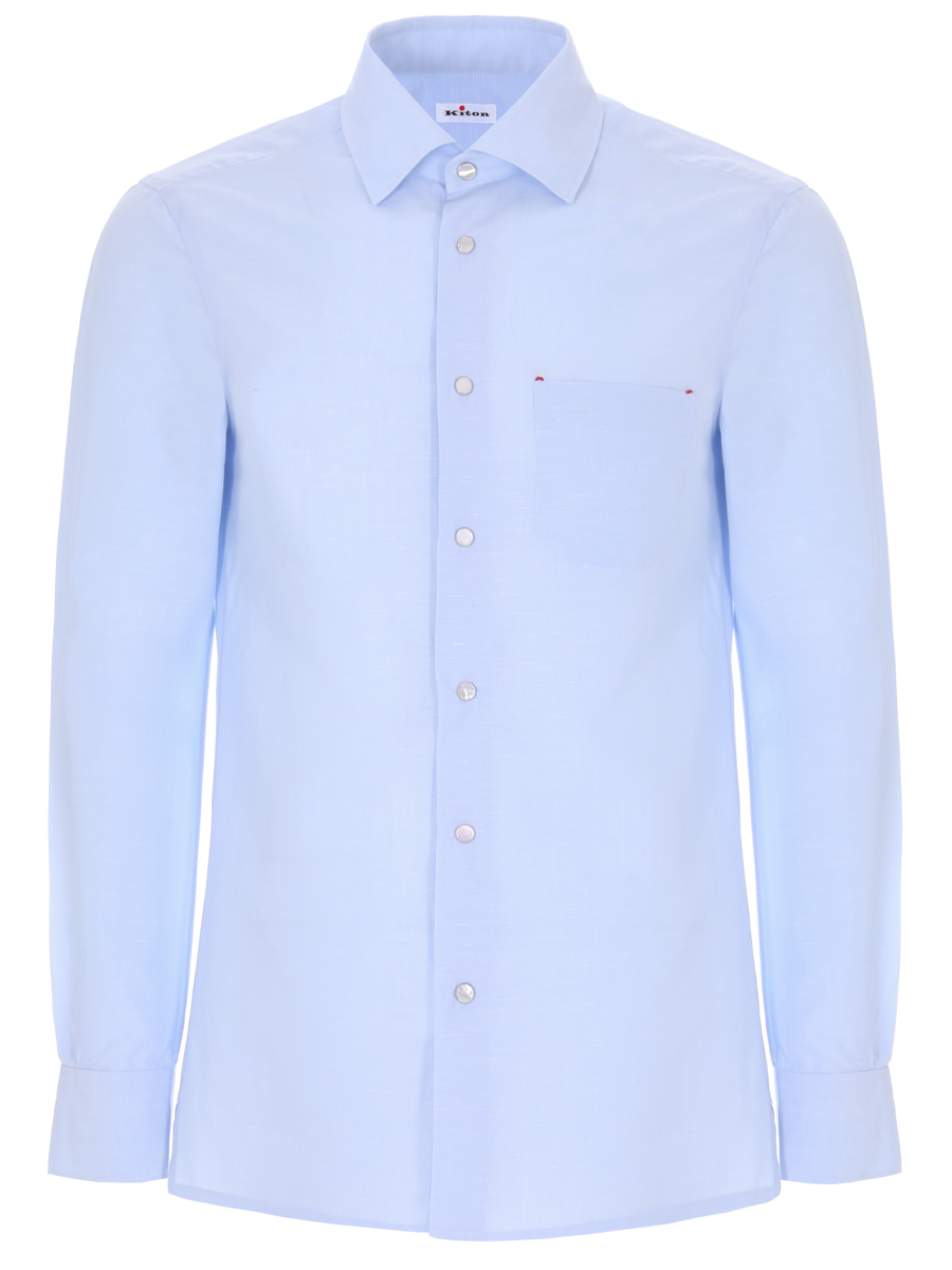 Рубашка Slim Fit из хлопка и льна KITON