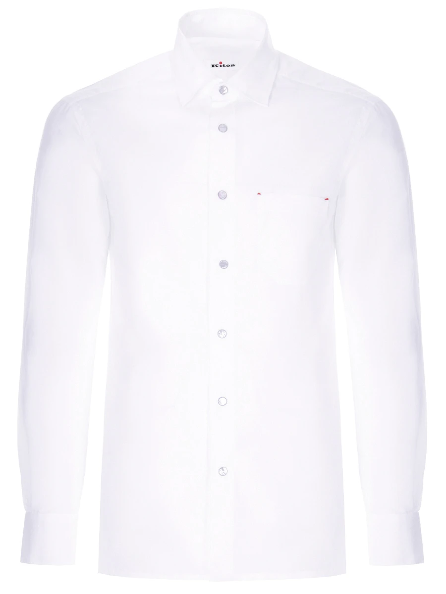 Рубашка Slim Fit из хлопка и льна KITON UMCNERCH0660901000 Белый 