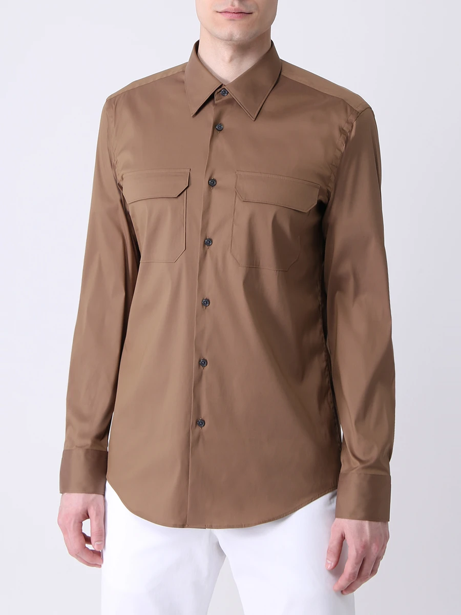 Рубашка Slim Fit однотонная BOSS 50451097/254, размер 56, цвет коричневый 50451097/254 - фото 4